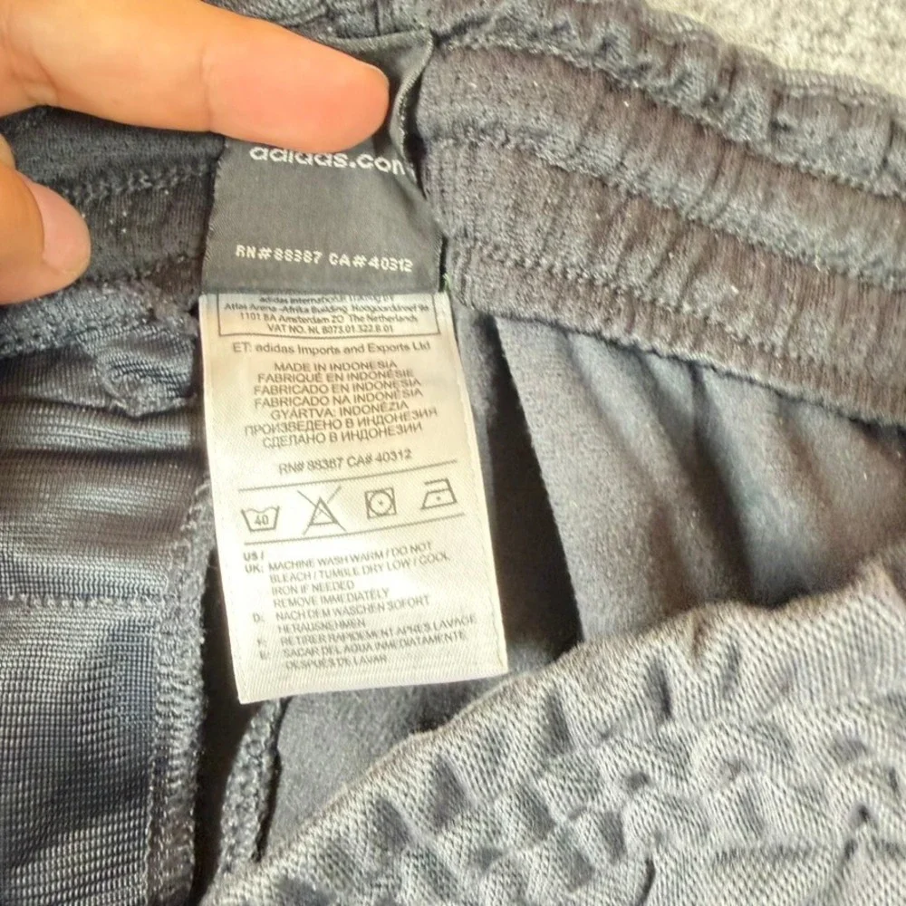 Adidas Mens Track Pants Charcoal Grey 3-Stripe Athletic Training Size Large